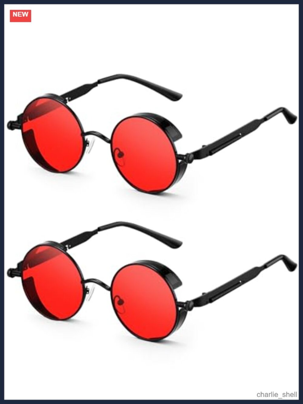 4 Pack Round Steampunk Sunglasses Metal Frame PC Lenses Retro